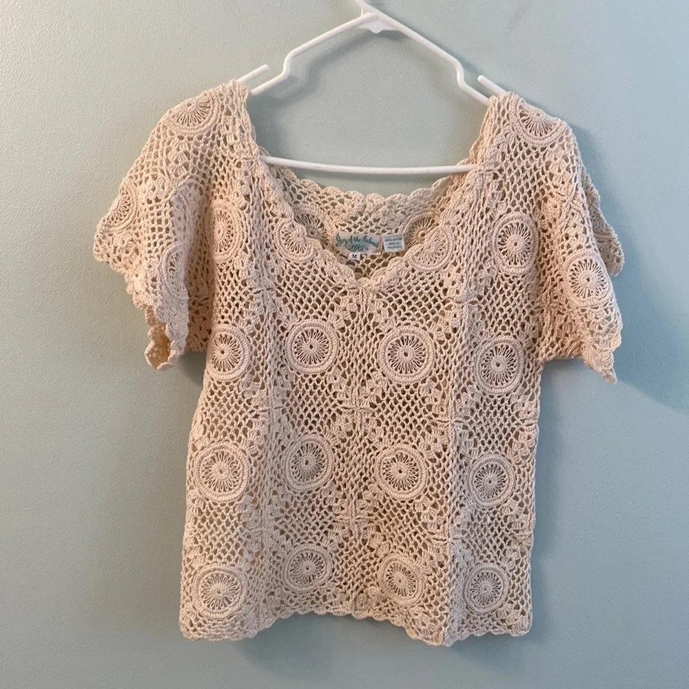 Vintage Joy of the Islands cotton crochet top